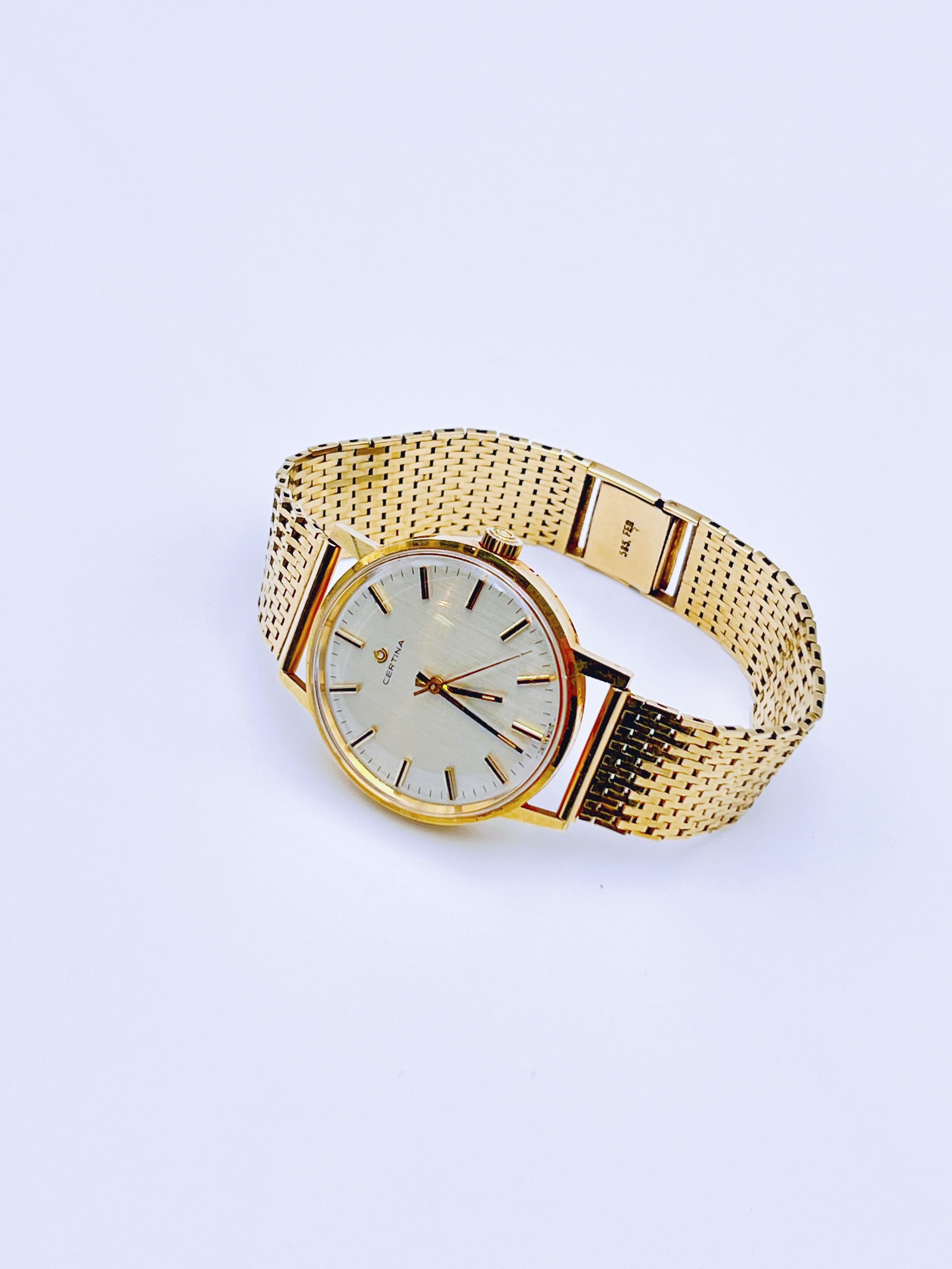 CERTINA 14K Yellow Gold Men's Watch with 14K Bracelet For Sale 2