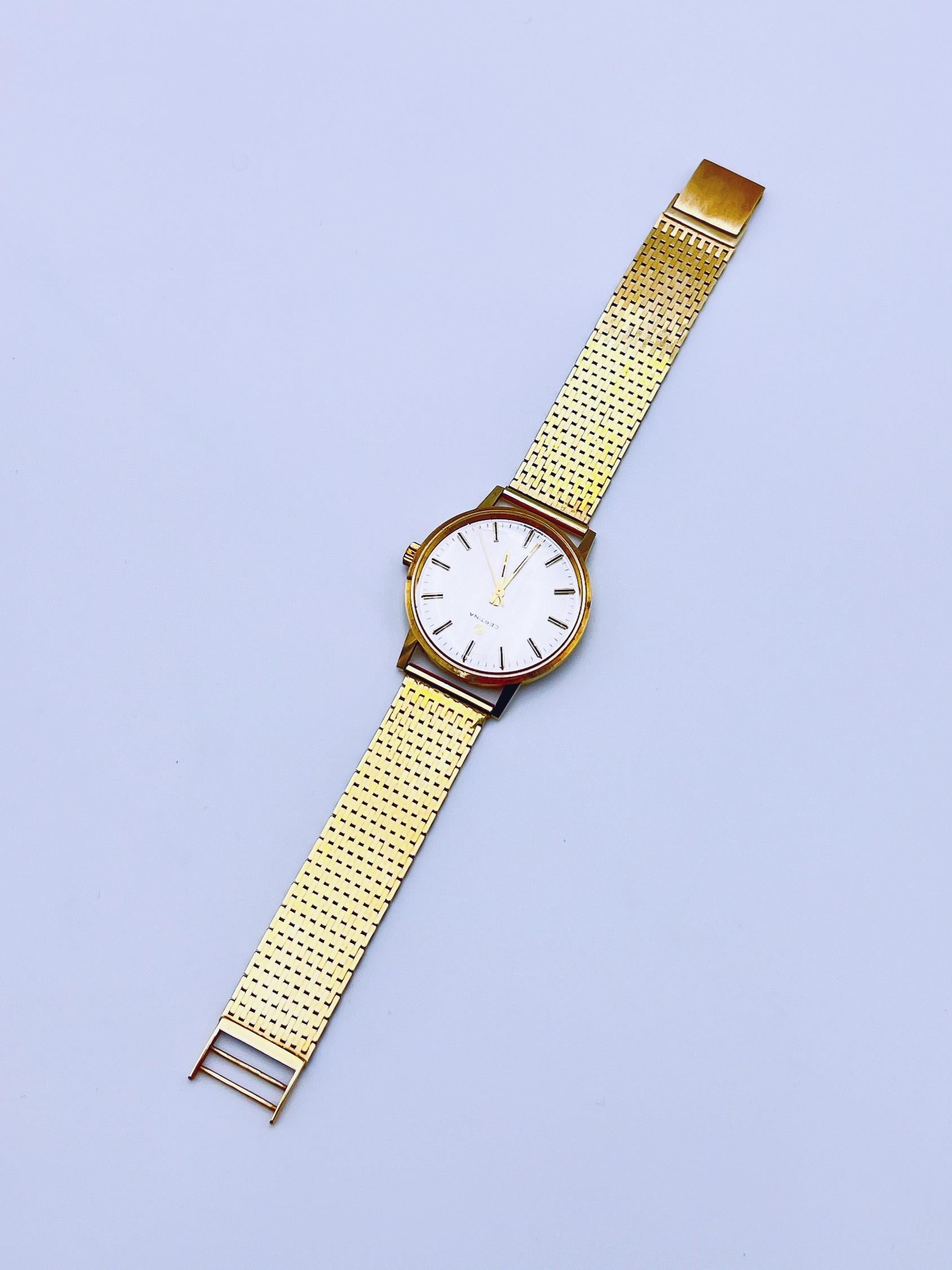 CERTINA 14K Yellow Gold Men's Watch with 14K Bracelet For Sale 5