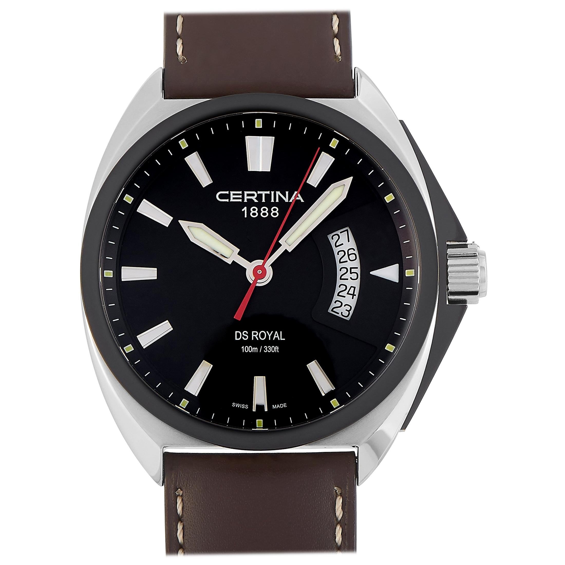 Certina DS Royal Black Dial Men's Brown Leather Watch C010.410.16.051.00