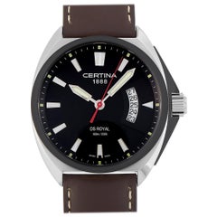 Certina DS Royal Montre homme à cadran noir, en cuir brun C010.410.16.051.00