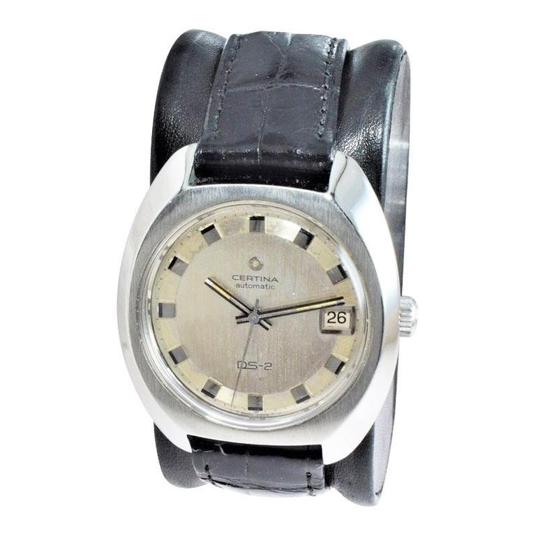Certina Stainless Steel High Grade Self Winding Watch, circa 1970s In Excellent Condition For Sale In Long Beach, CA
