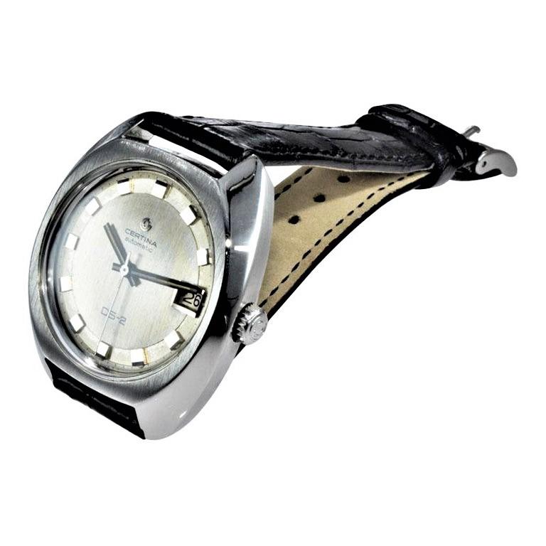 Women's or Men's Certina Stainless Steel High Grade Self Winding Watch, circa 1970s For Sale