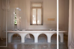 Certosa Modular Dining Table in UHPC white cement by Giuliano Andrea Dell'Uva