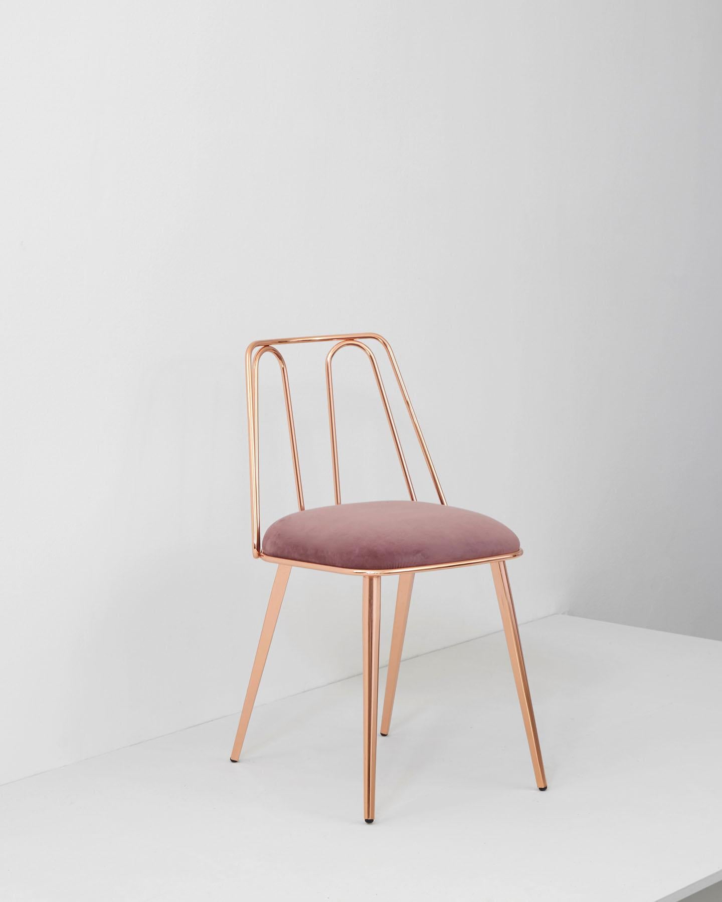Galvanisé Certosina Copper Contemporary Chair Made in Italy by Enrico Girotti en vente