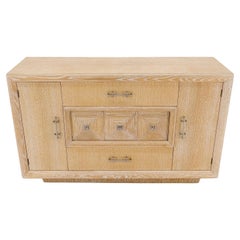 Ceruised Oak Restored Mid Century 54" Long 3 Drawers 2 Doors Credenza Sideboard