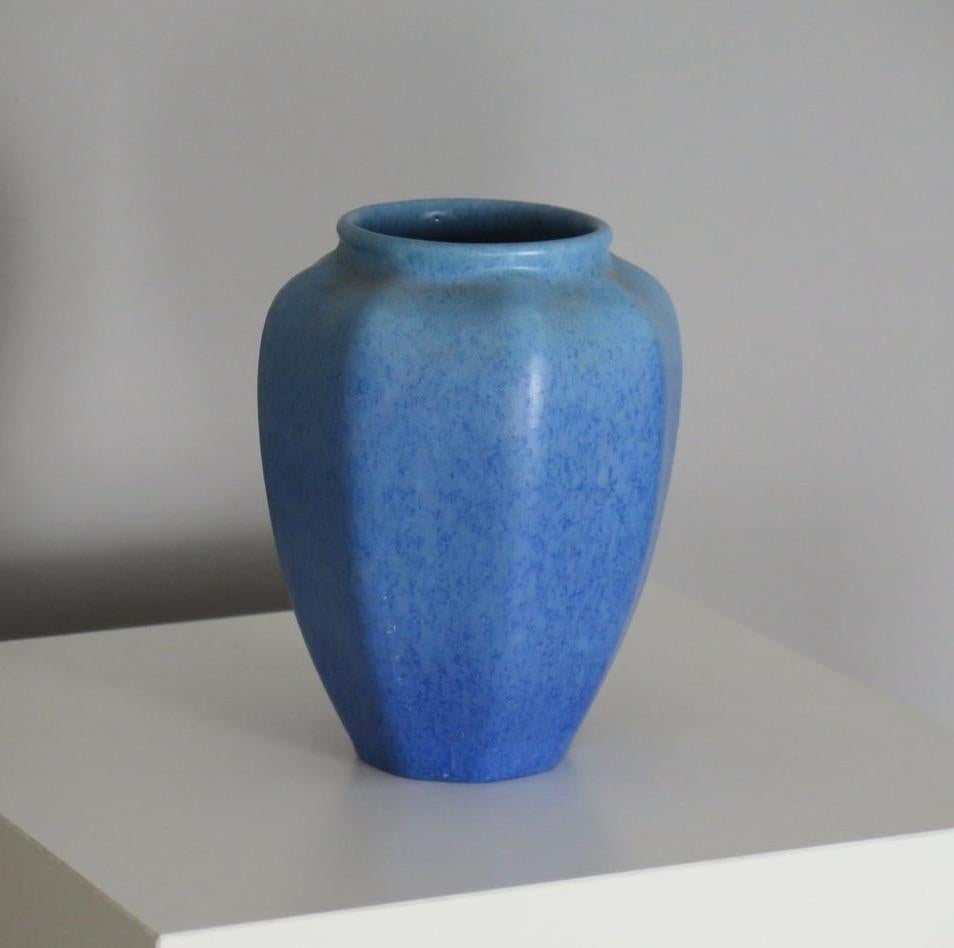 Fired Cerulean Blue Art Deco Vessel by Pilkington Royal Lancastrian Pottery For Sale