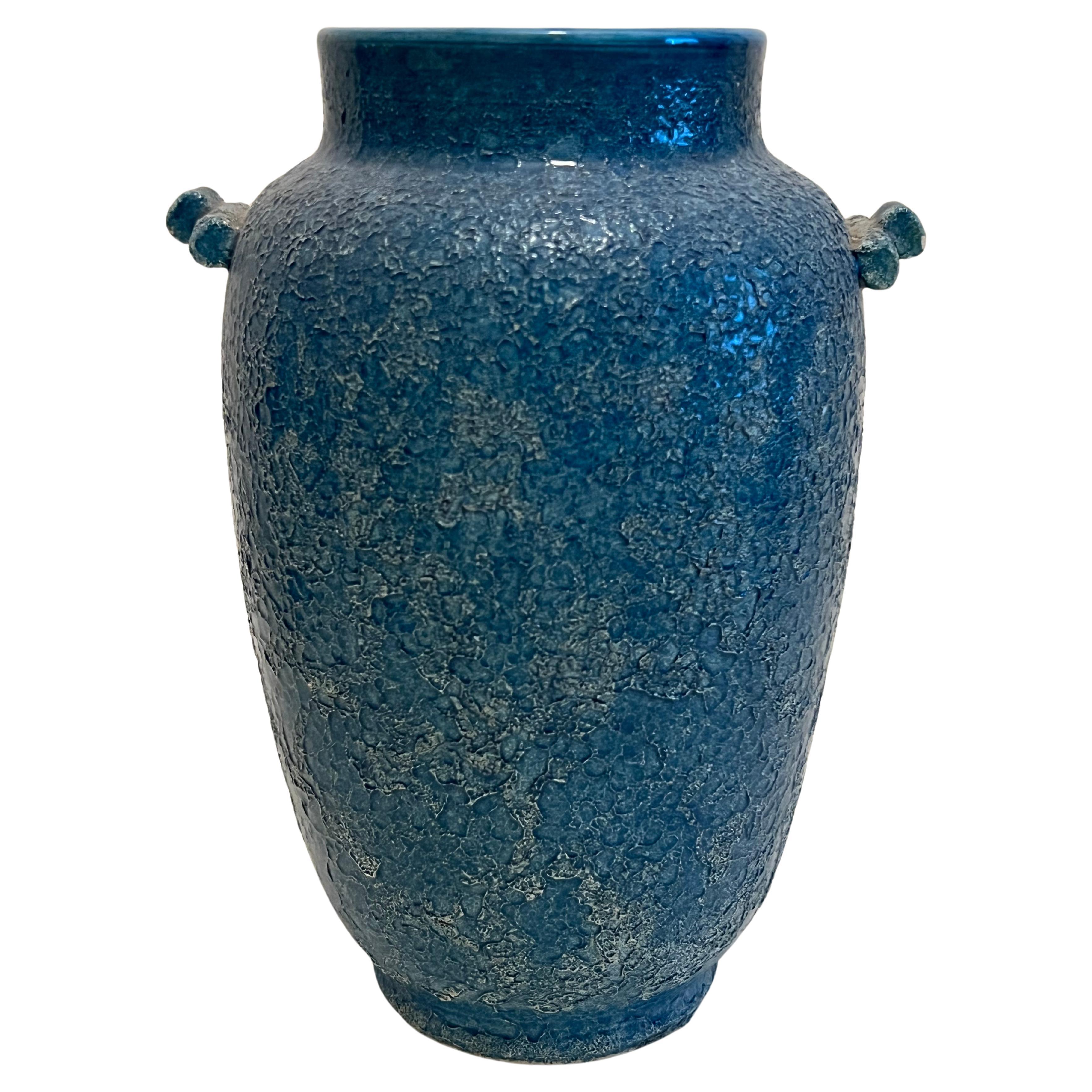 Vase Art déco français bleu céruléen