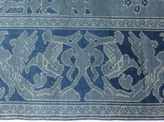 "Cerulean Palmette" Modern Spanish-Inspired Damask Blue Rug by Doris Leslie Blau