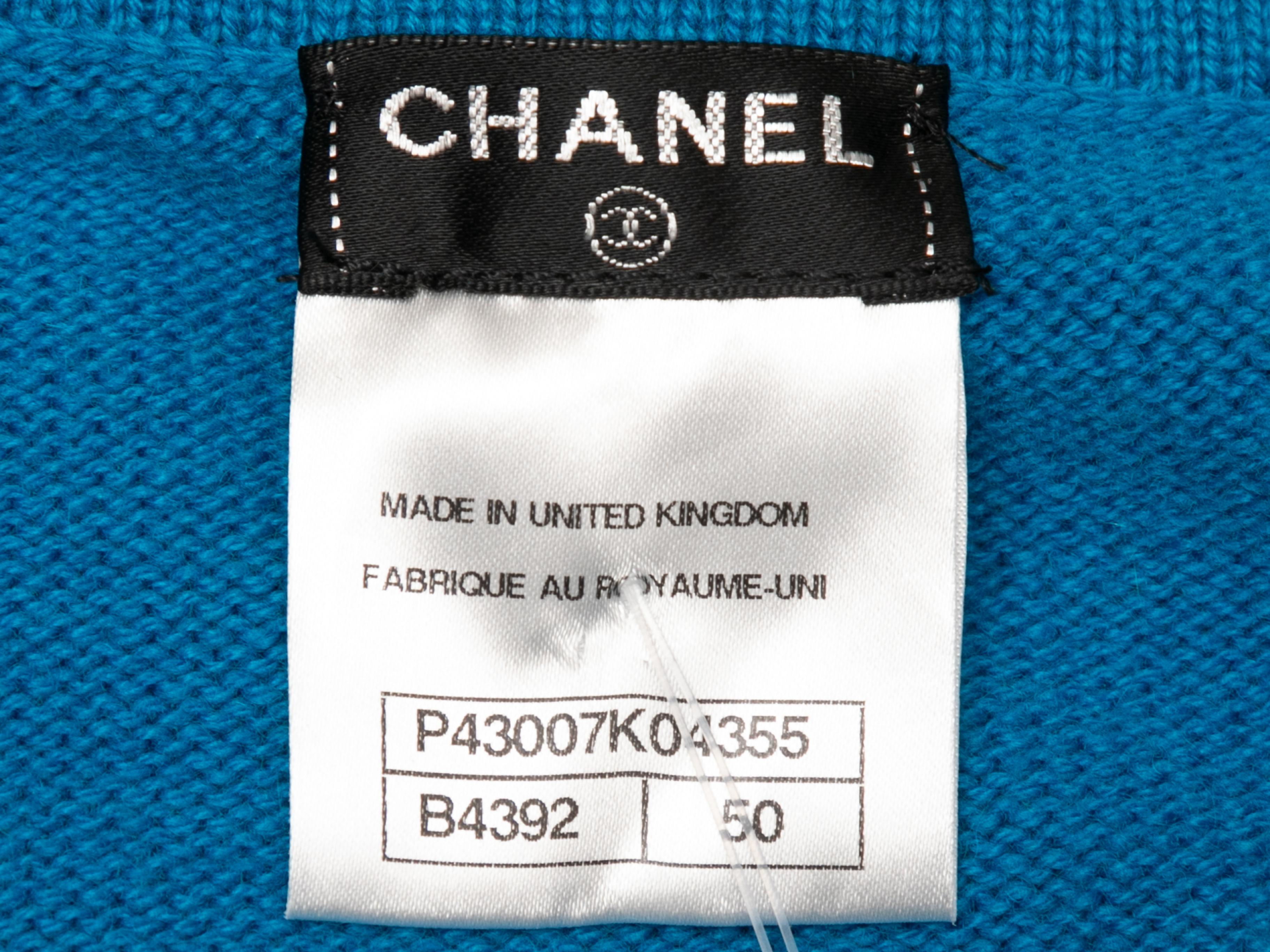 Cerulean & White Chanel Cashmere Cardigan Size FR 50 For Sale 1