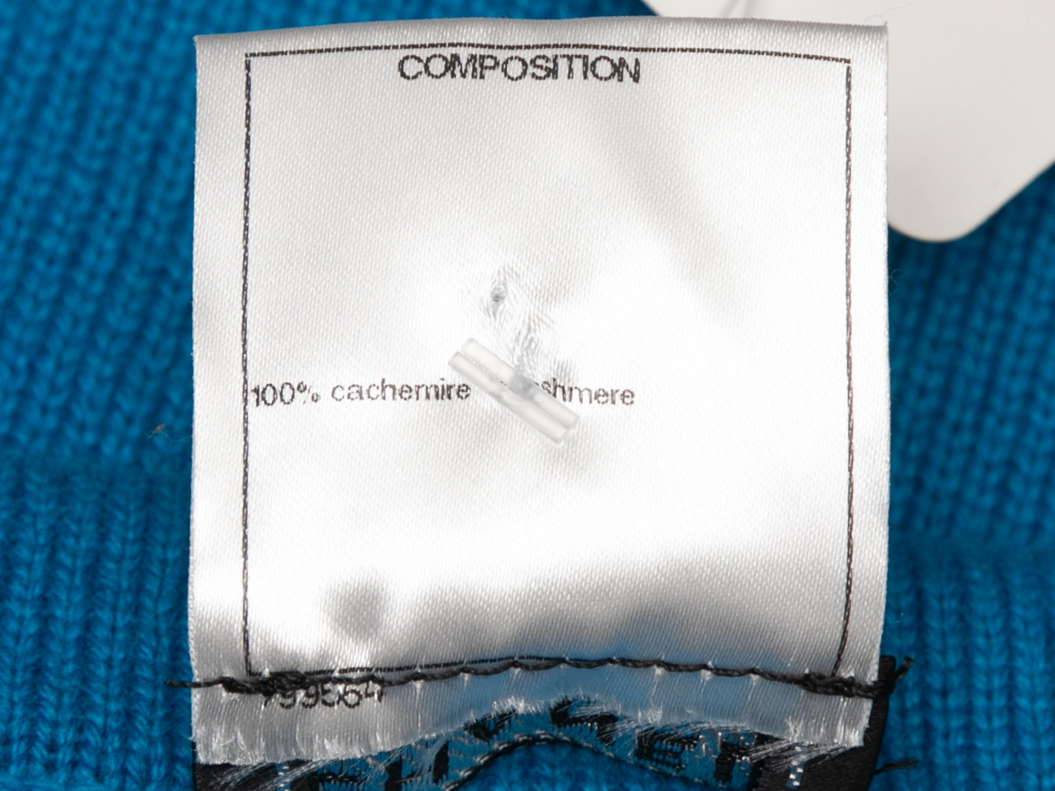 Cerulean & White Chanel Cashmere Cardigan Size FR 50 For Sale 2