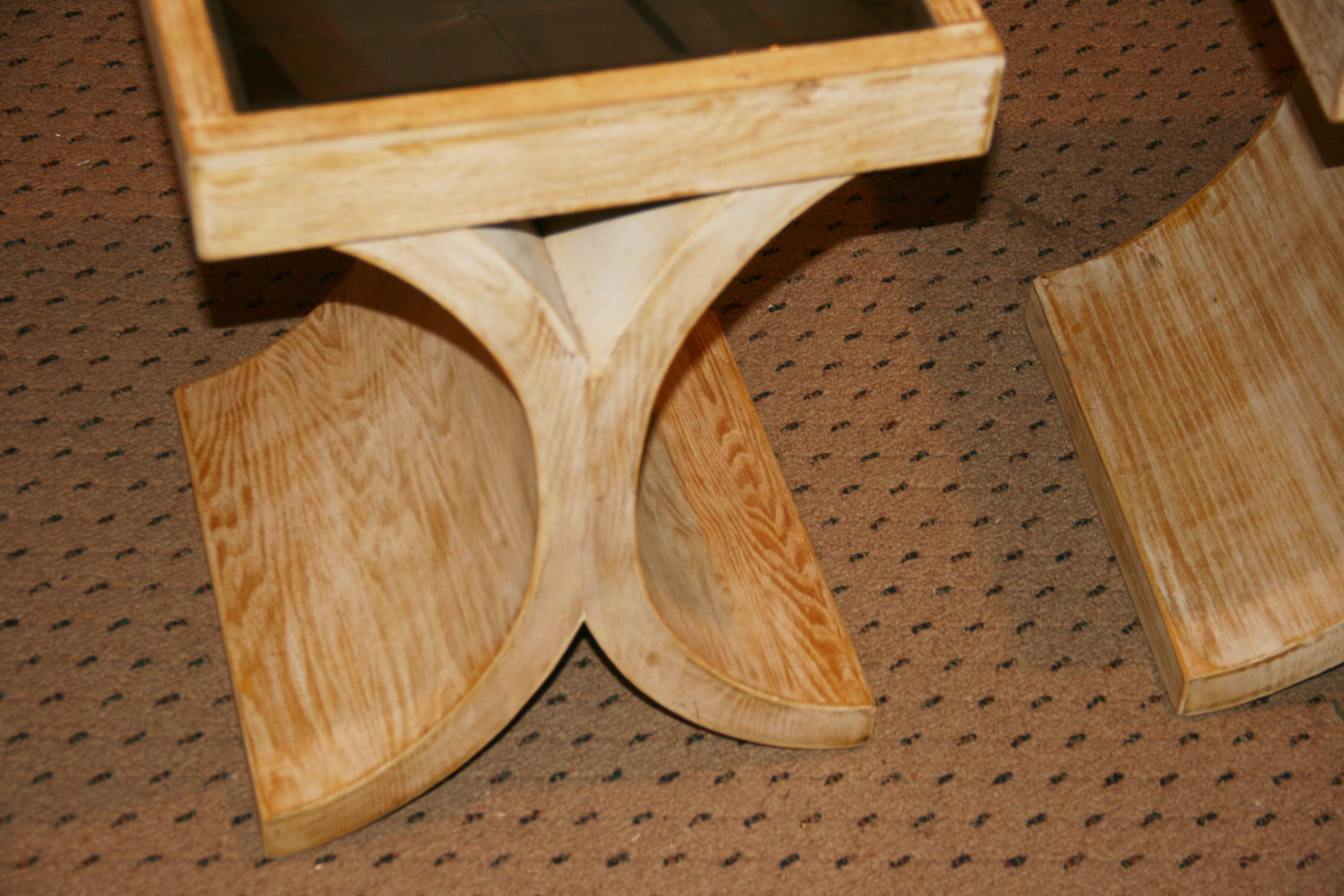 Cerulian Oak Mirrored X Side / End  Table  (2 available} For Sale 9