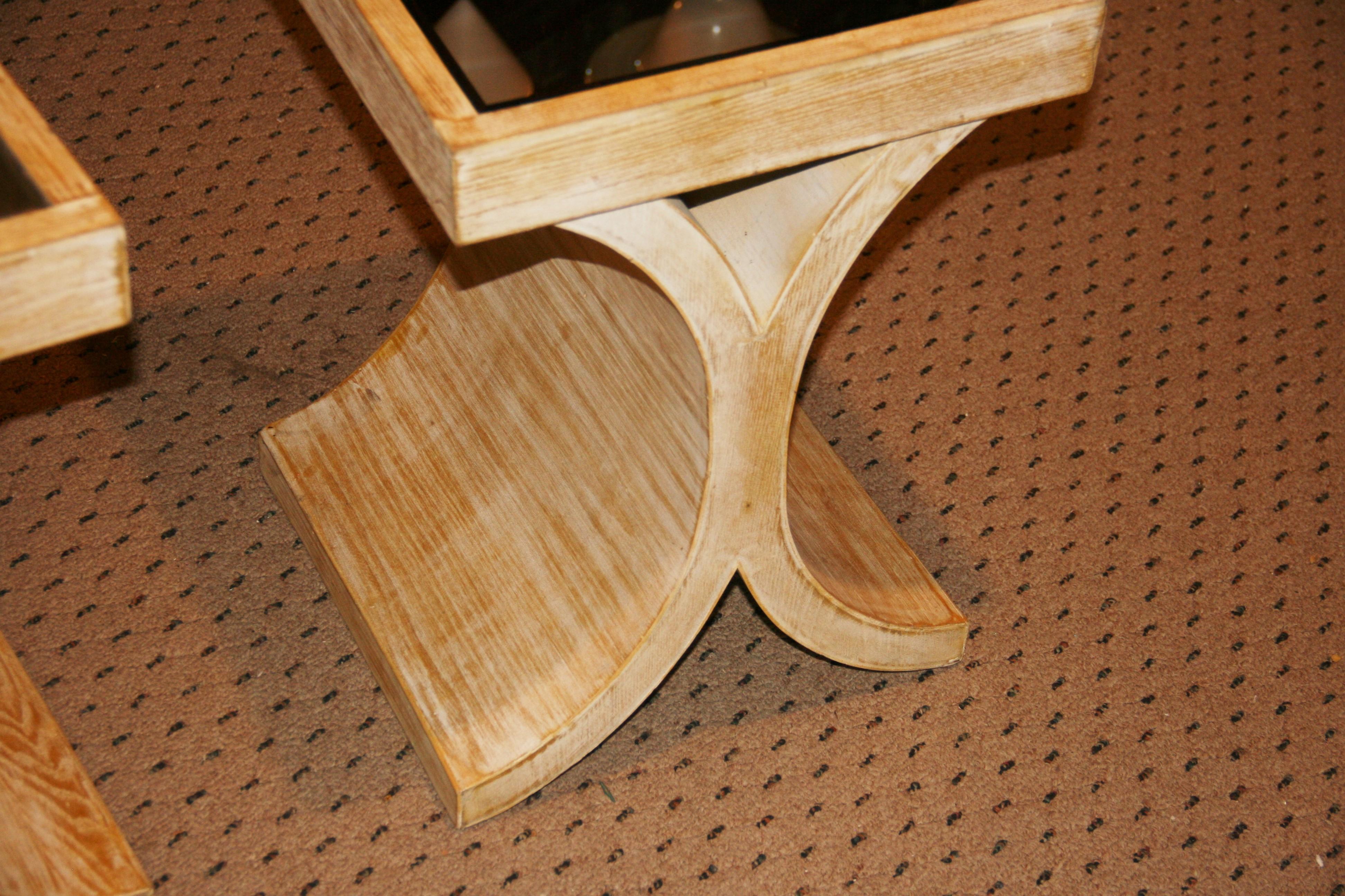Cerulian Oak Mirrored X Side / End  Table  (2 available} For Sale 10