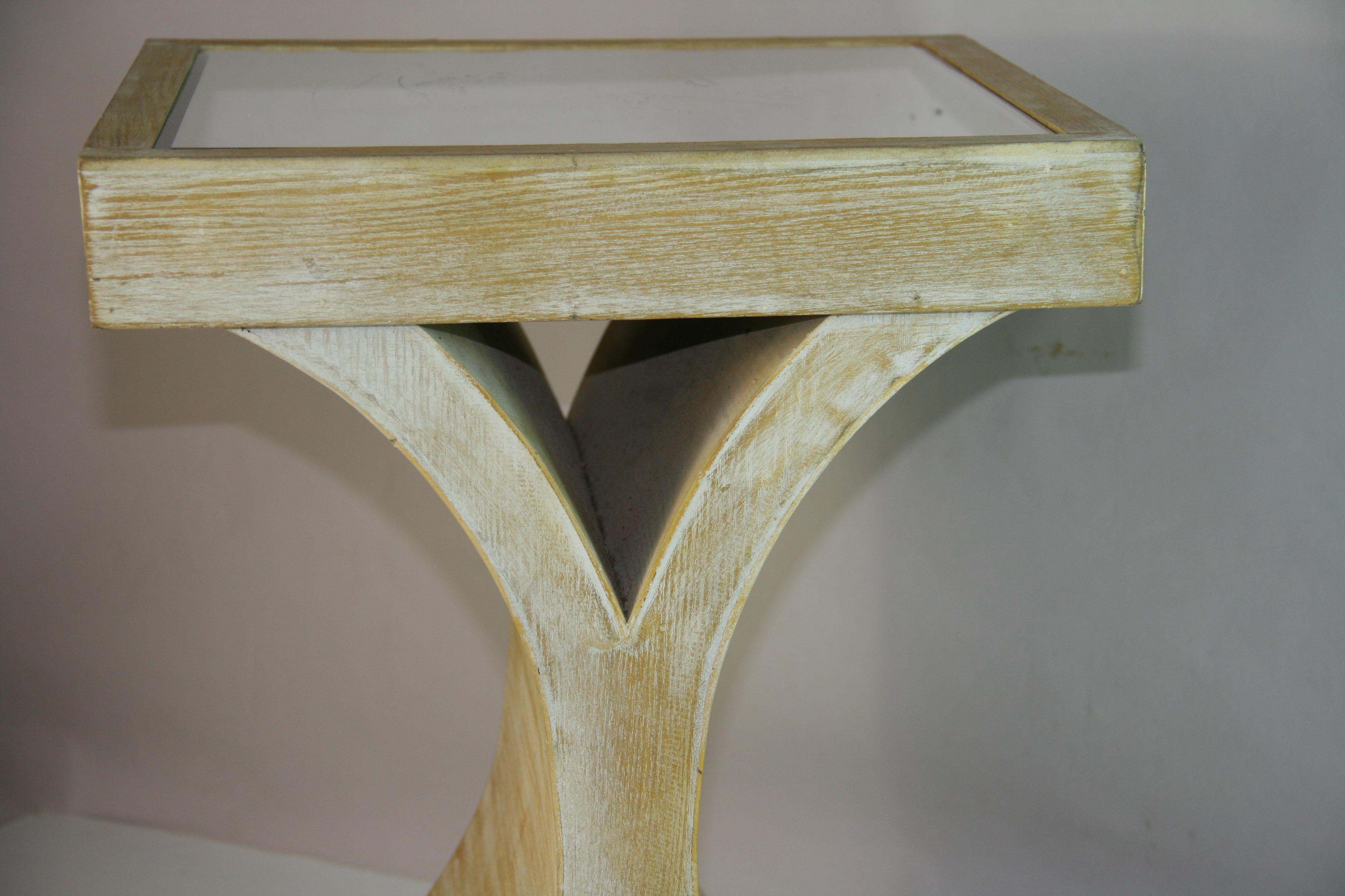Cerulian Oak Mirrored X Side / End  Table  (2 available} For Sale 5