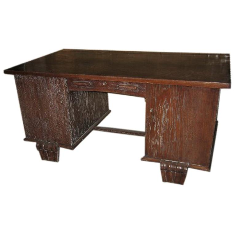 Ceruse Oak Desk Attributed to Maxime Old