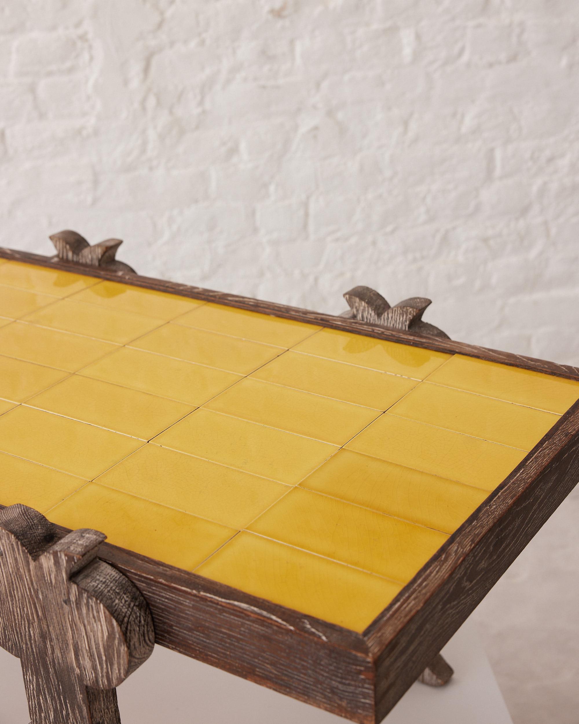 Ceruse Oak Yellow Tiled Coffee Table at 1stDibs
