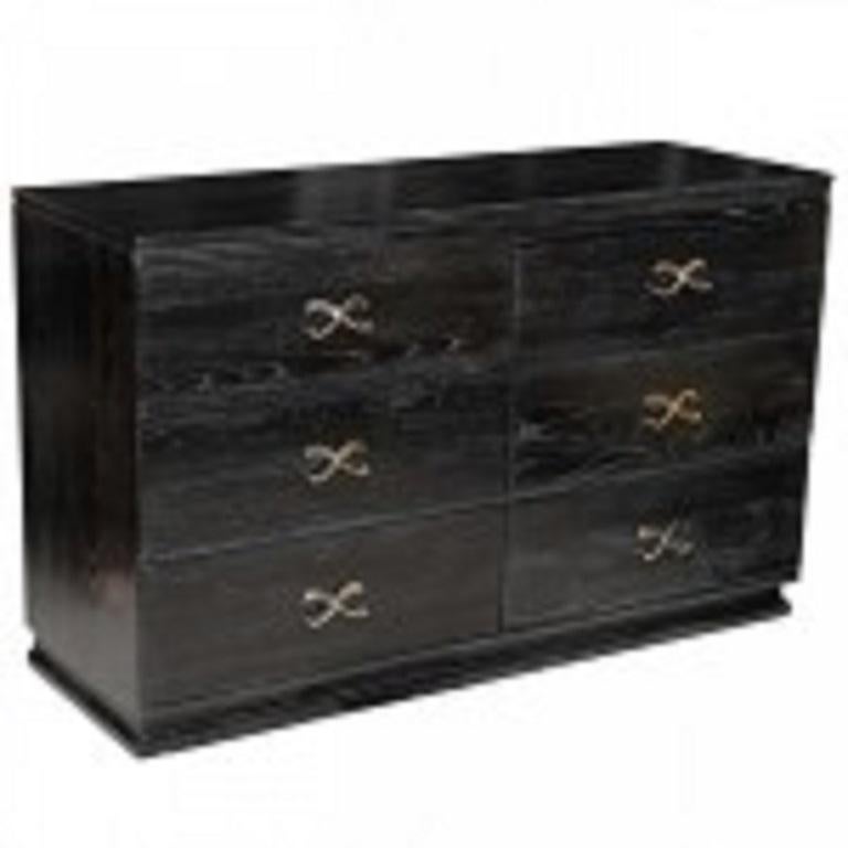 Cerused and Ebonized Six-Drawer Chest by Lorin Jackson for Grosfield House In Good Condition For Sale In Queens, NY