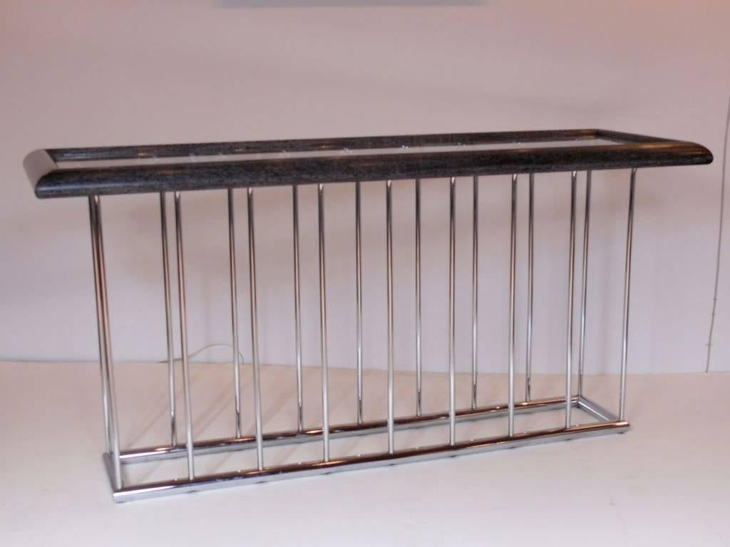 Polished Cerused Ash and Chrome Console or Sofa Table