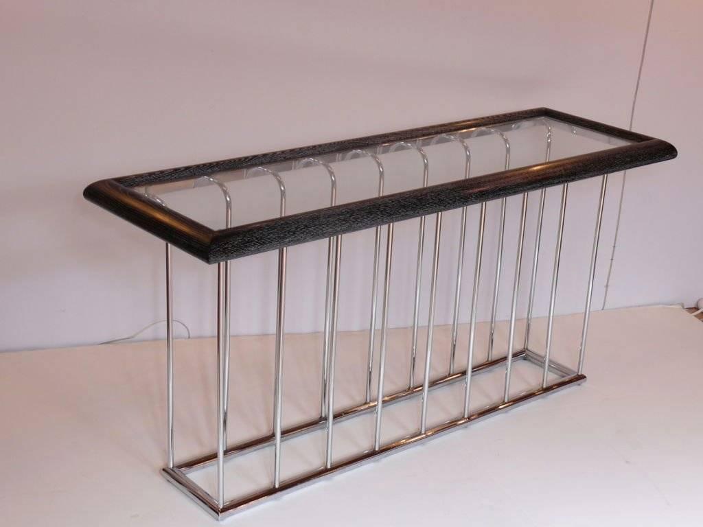 20th Century Cerused Ash and Chrome Console or Sofa Table