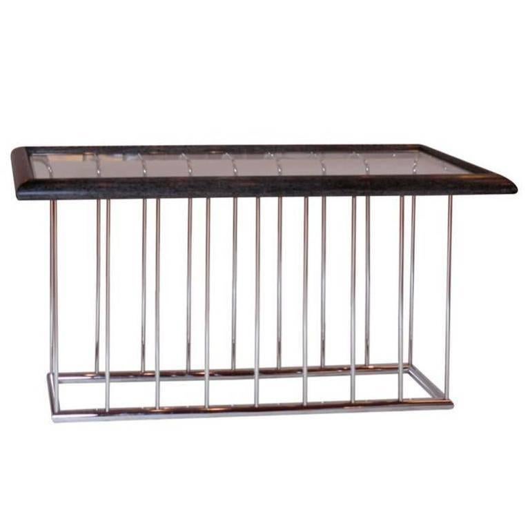 Cerused Ash and Chrome Console or Sofa Table