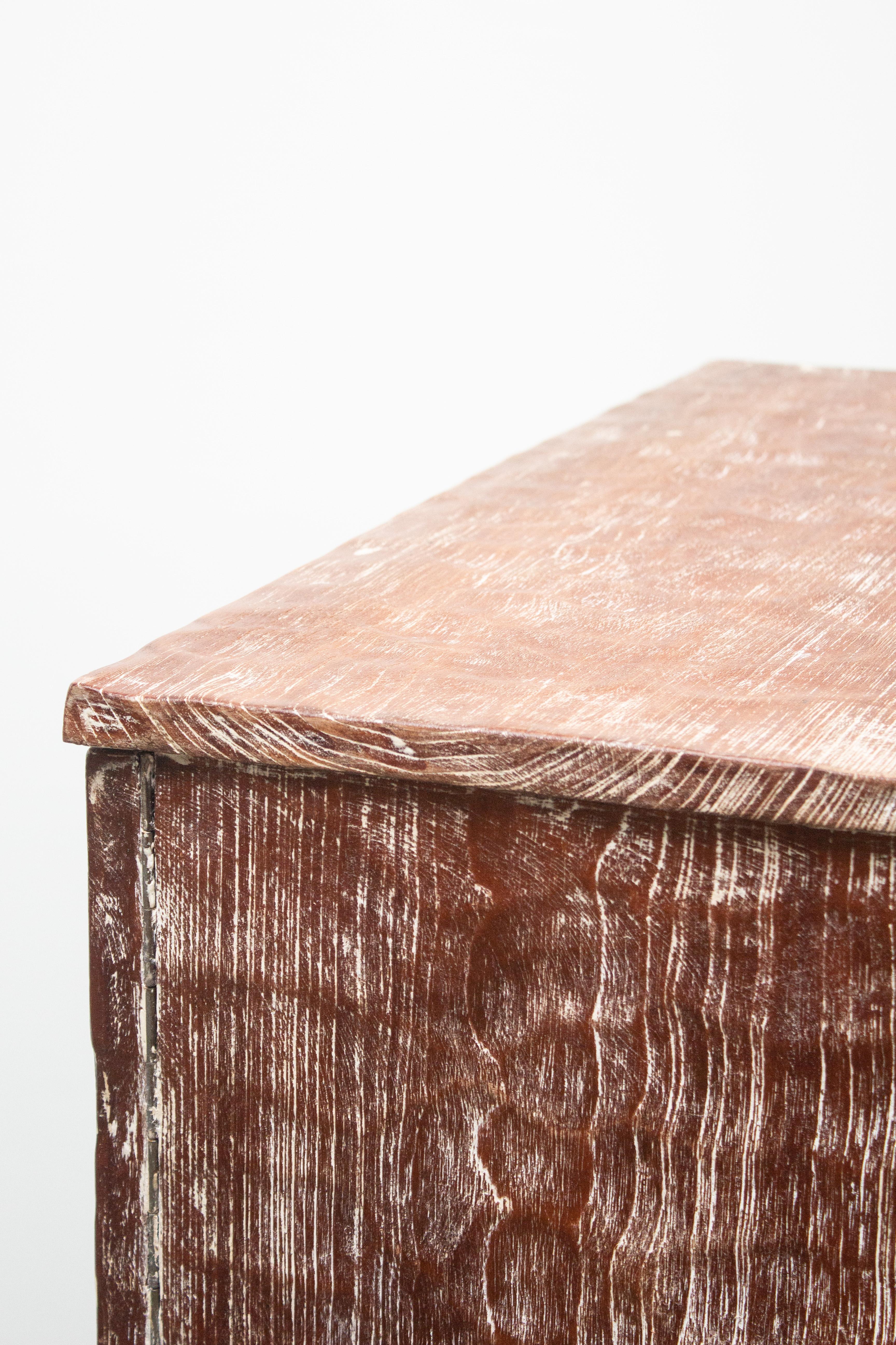 Cerused Gouge-Carved Oak Cabinet, France 1940s For Sale 5