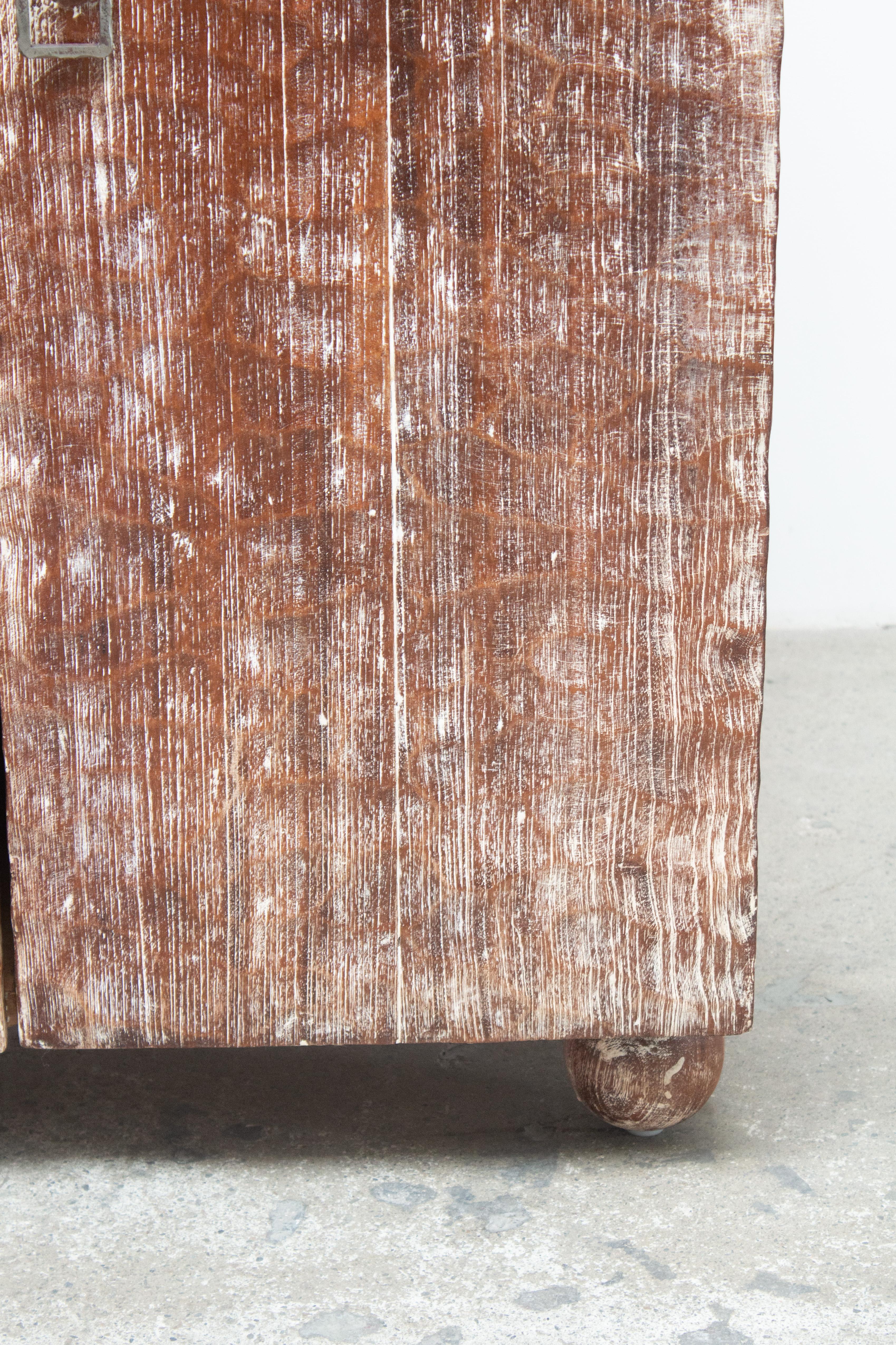 Mid-20th Century Cerused Gouge-Carved Oak Cabinet, France 1940s For Sale