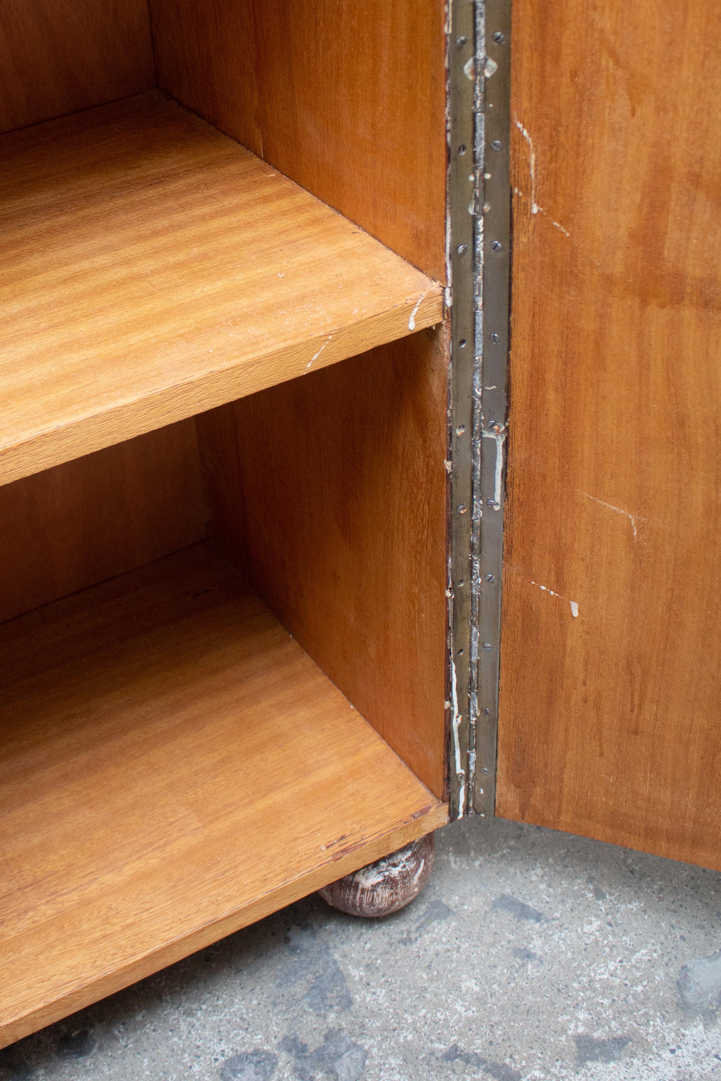 Cerused Gouge-Carved Oak Cabinet, France 1940s For Sale 3