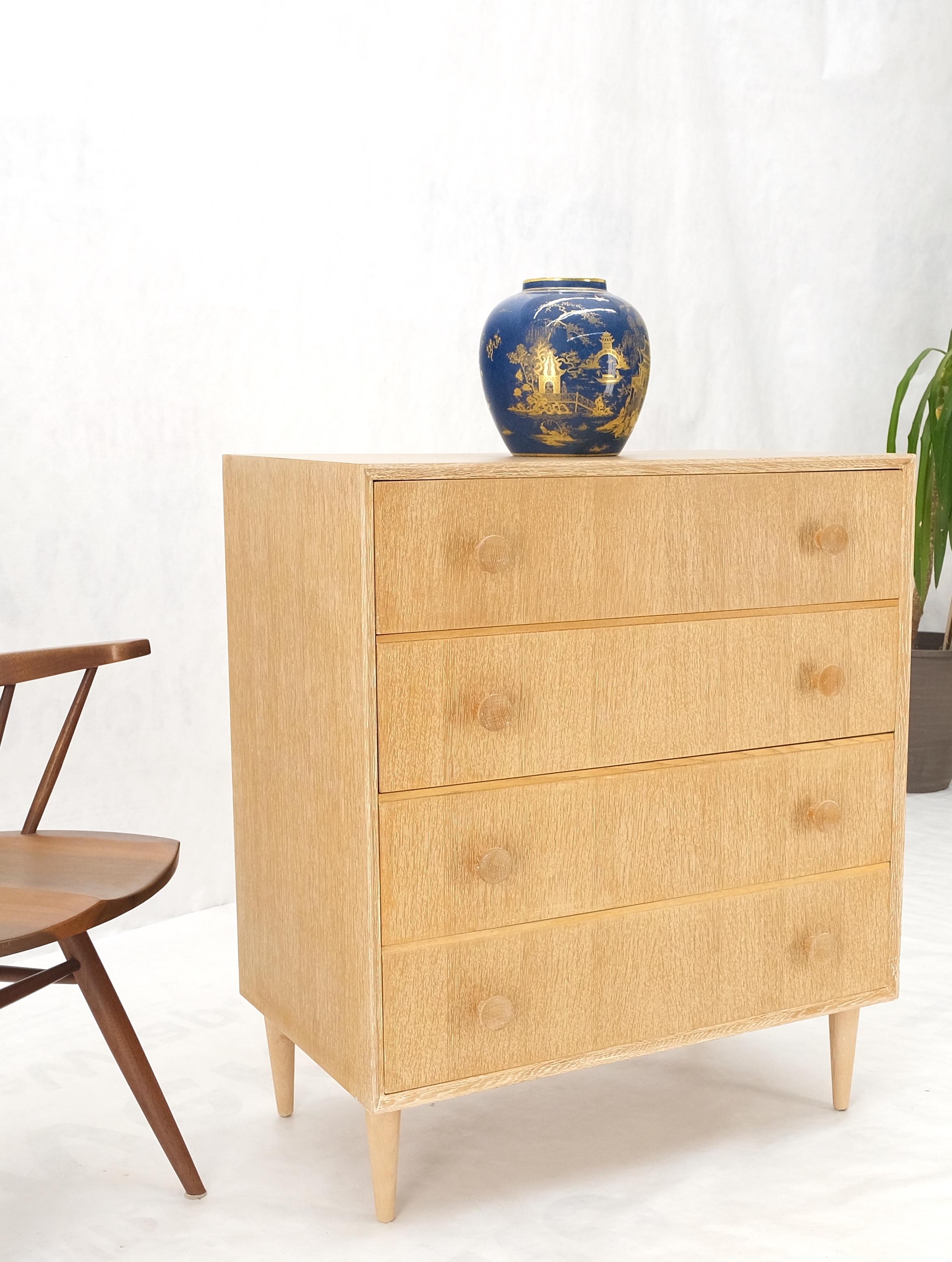 Cerused Oak 4 Drawers Compact Dresser Bachelor Chest Cabinet Mid-Century Modern For Sale 6