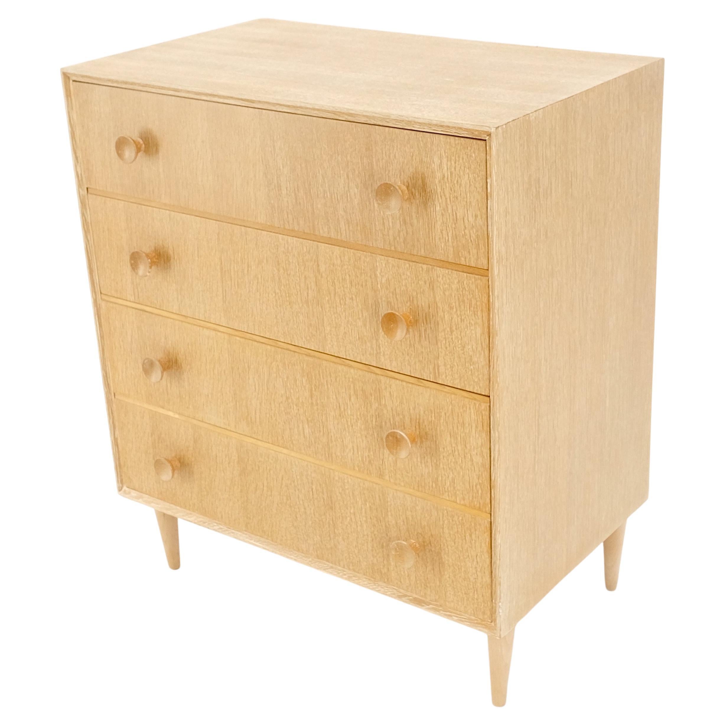 Cerused Oak 4 Drawers Compact Dresser Bachelor Chest Cabinet Mid-Century Modern For Sale