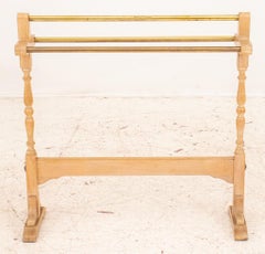 Cerused Oak and Brass Valet or Blanket Rack