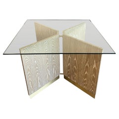 Cerused Oak and Brass X Base Dining Table.