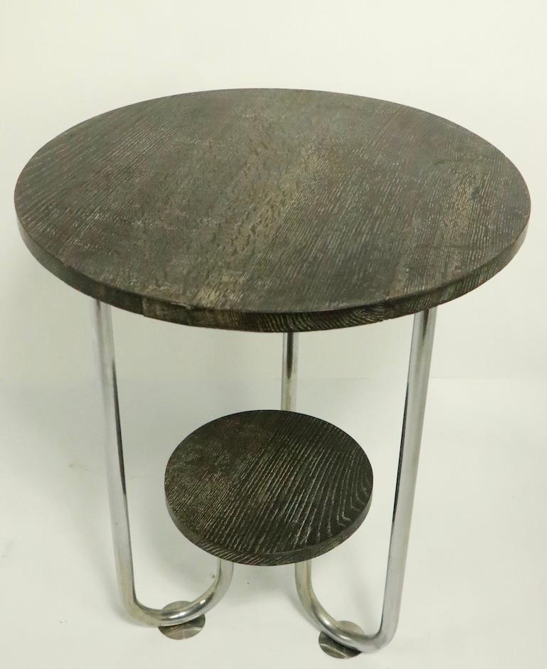Cerused Oak and Chrome Art Deco Table after Hoffmann 2