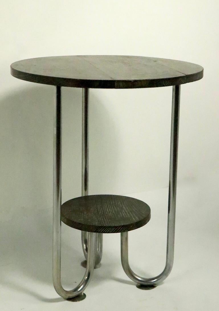 Cerused Oak and Chrome Art Deco Table after Hoffmann 4