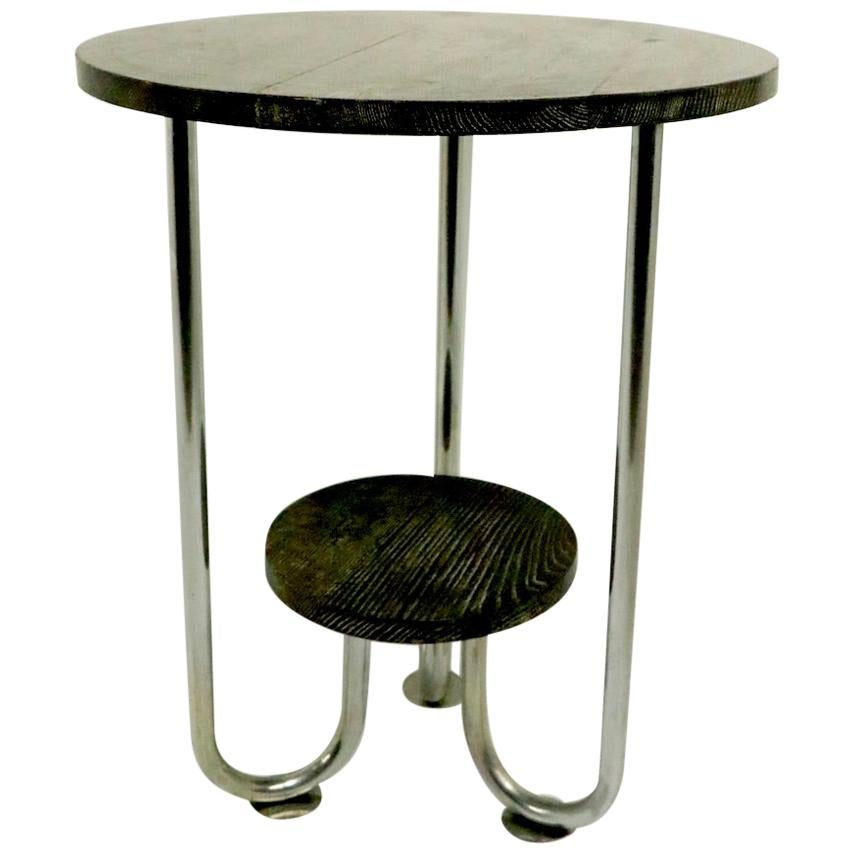 Cerused Oak and Chrome Art Deco Table after Hoffmann