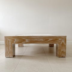 Cerused Oak and Coral Coquina Stone Coffee Table