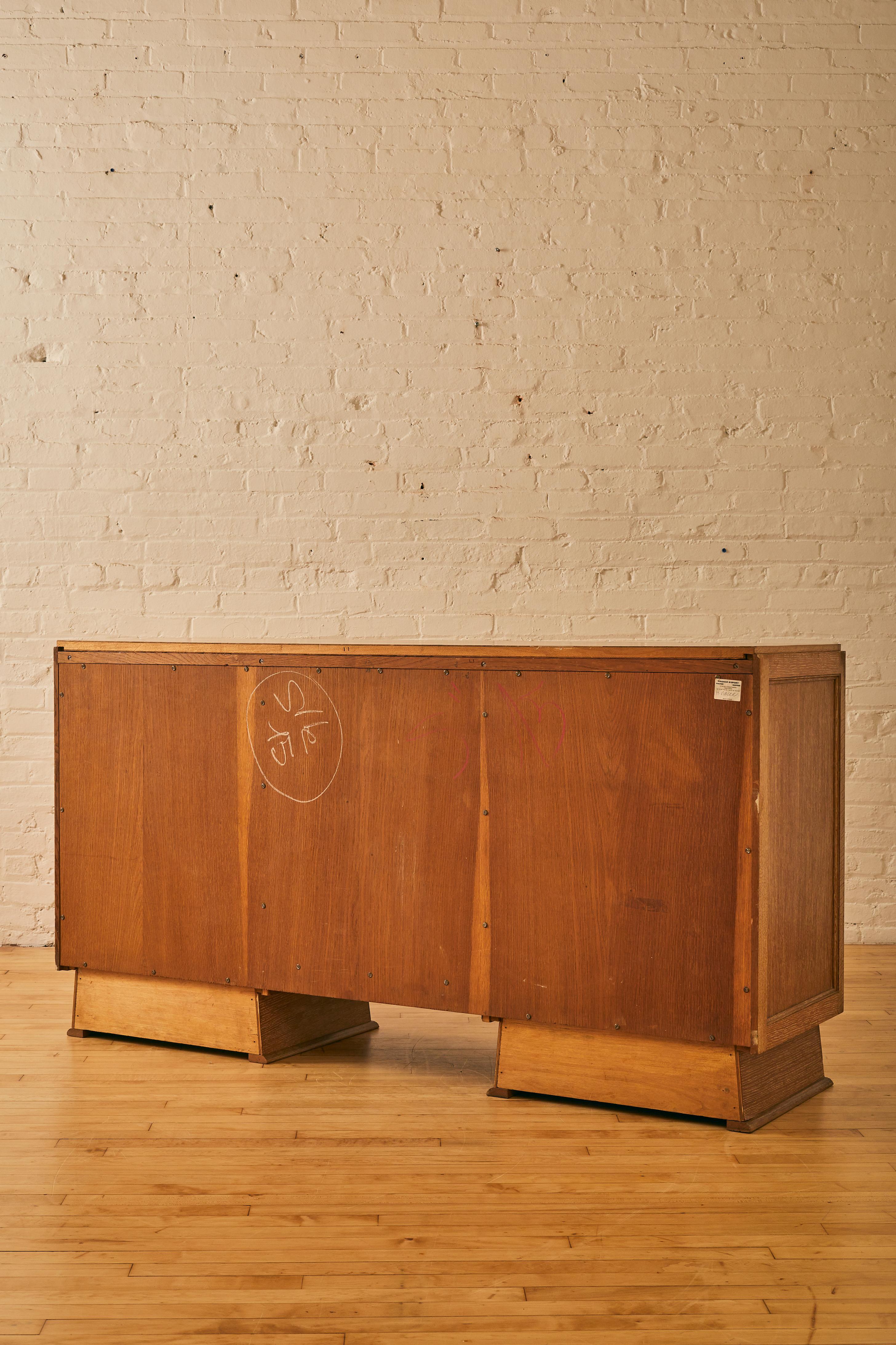Cerused Oak and Leather Sideboard by Maurice Pre 1