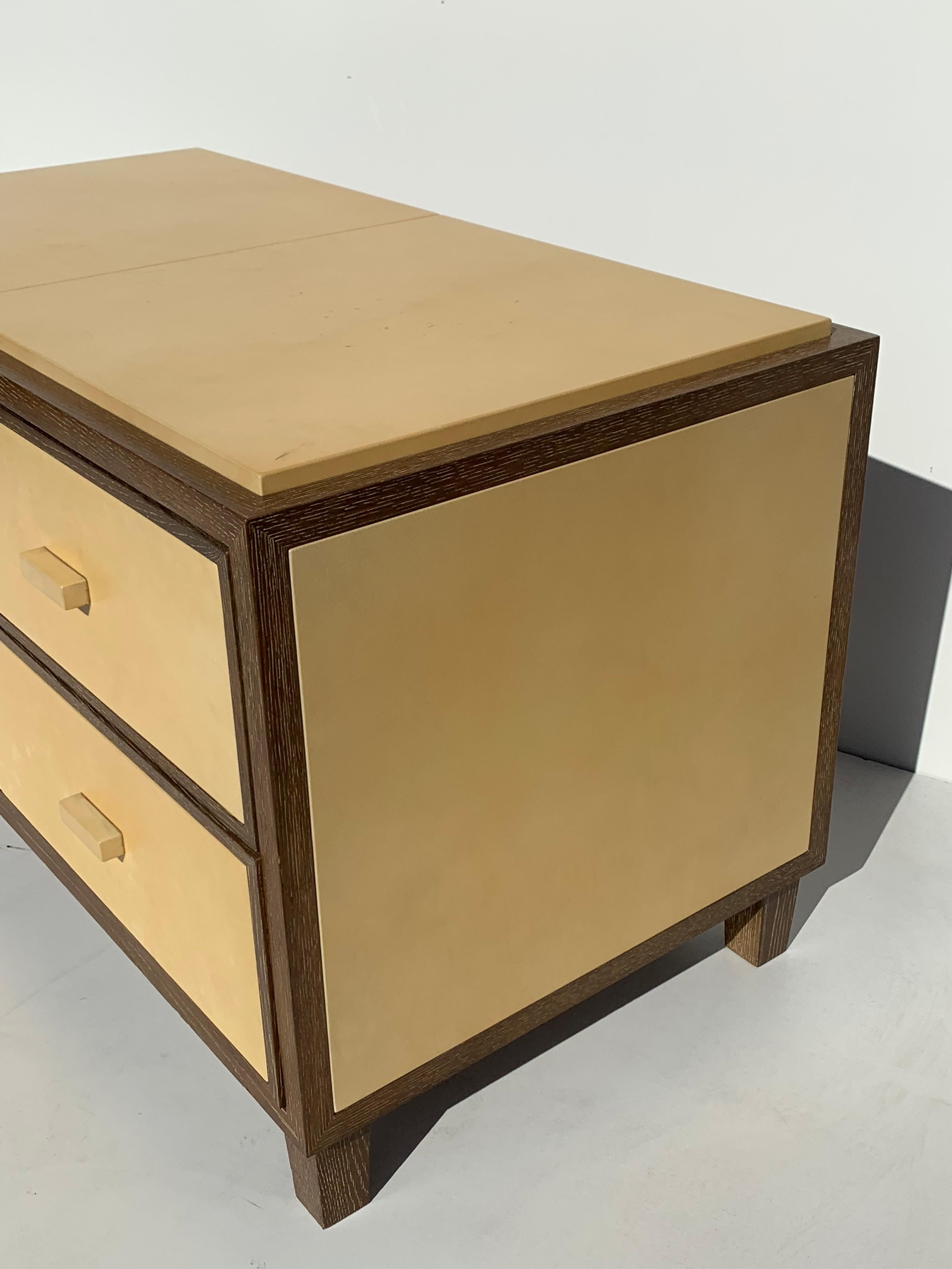 American Cerused Oak and Parchment Commode