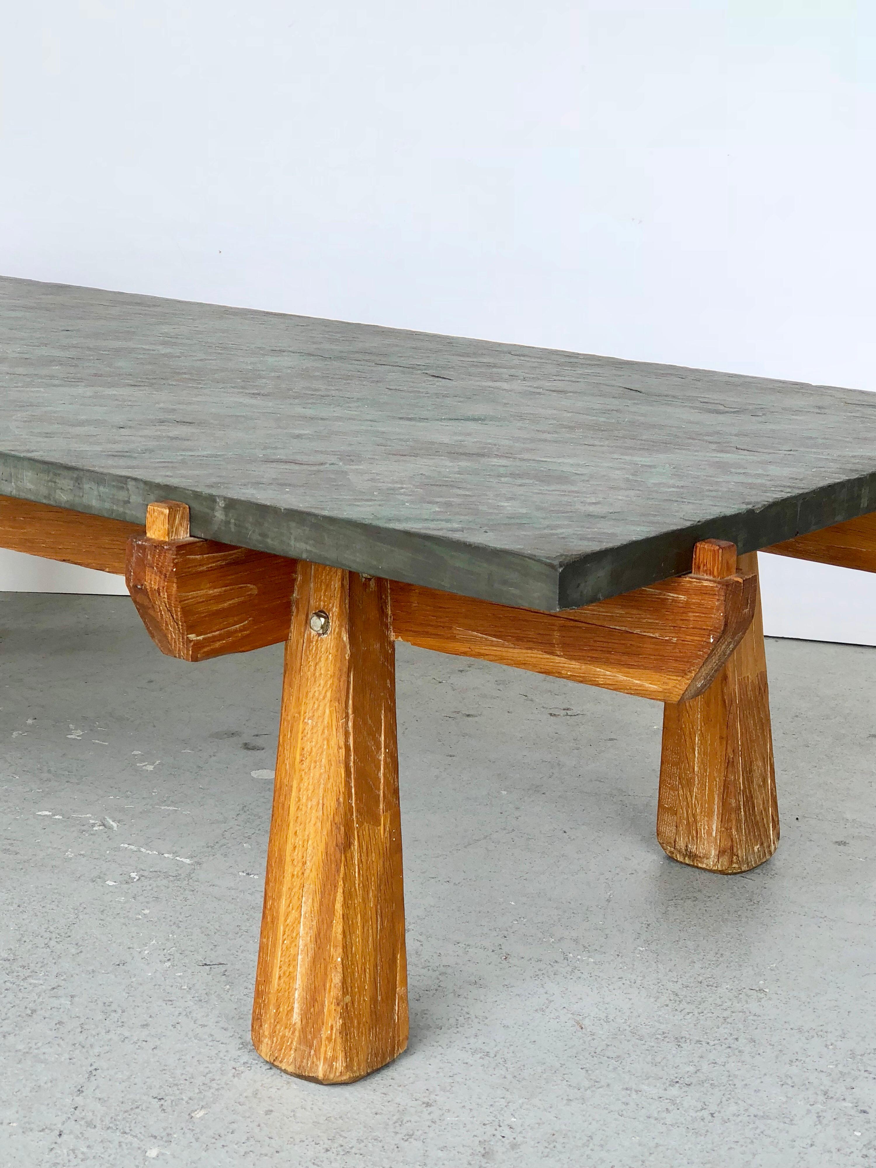 oak and slate coffee table