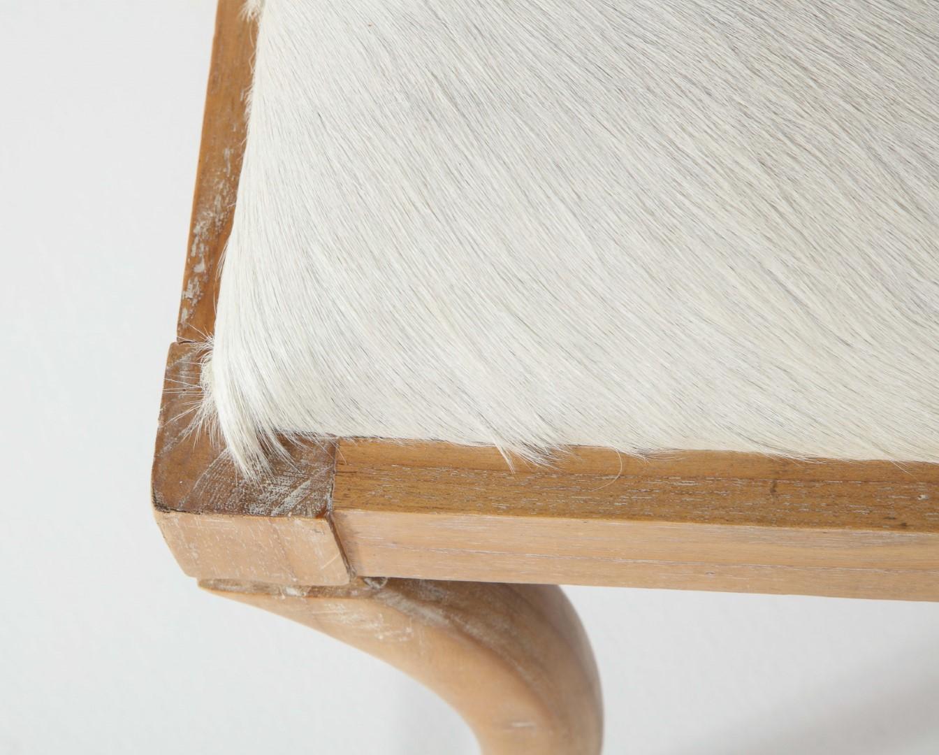 Cerused Oak and White Pony Hide Ottoman, in the Style of Jean-Michel Frank 10