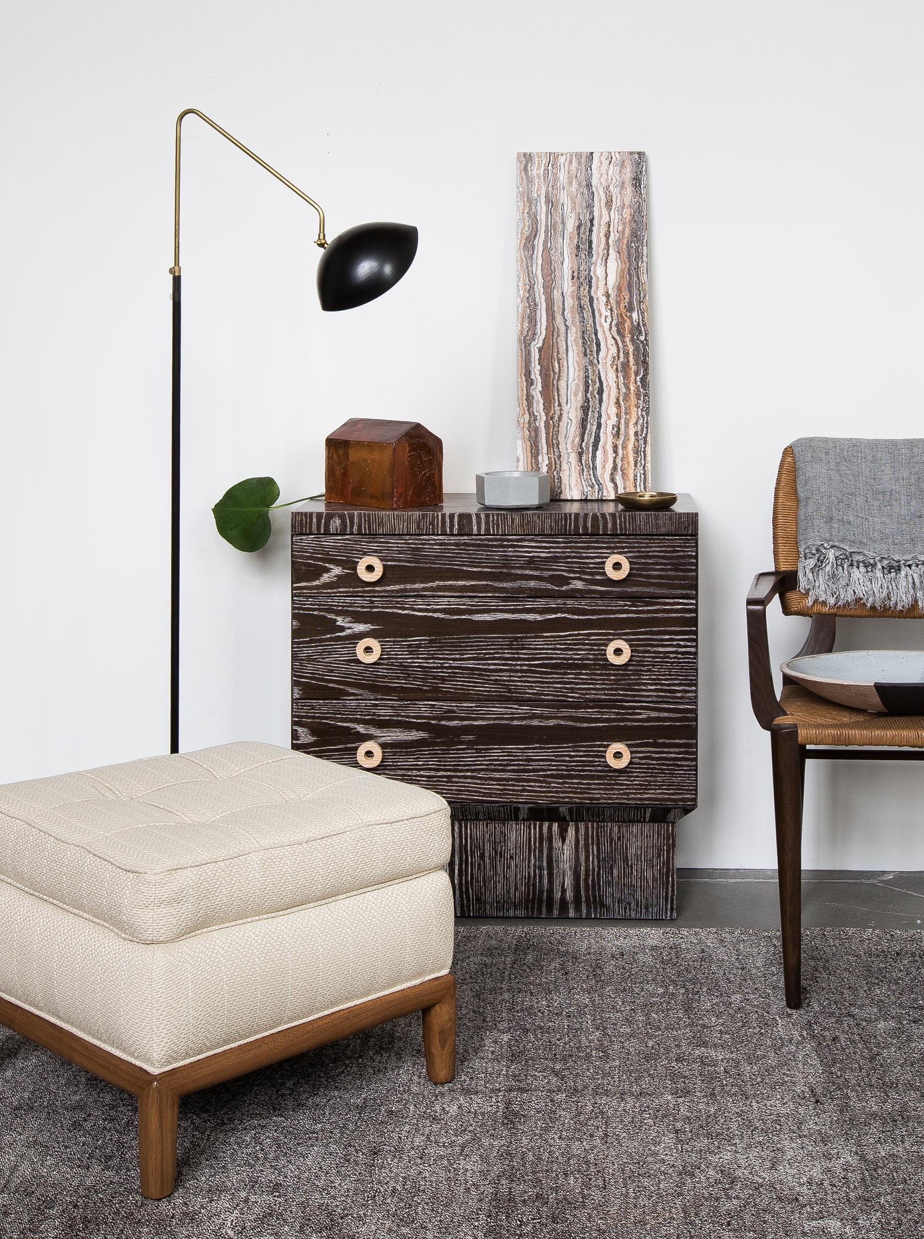Contemporary Cerused Oak Aquidneck Nightstand by Brian Paquette for Lawson-Fenning