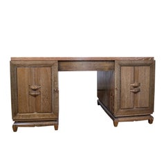 Cerused Oak Art Deco Desk Attributed to Charles Dudouyt '1885-1946'