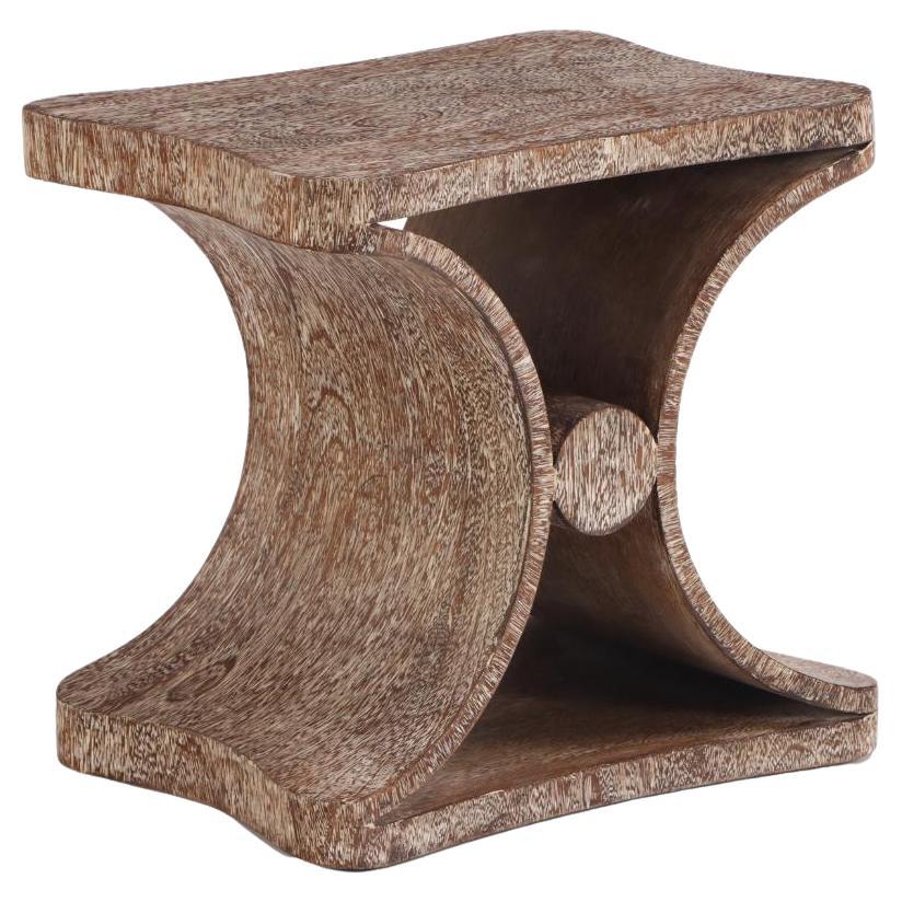 Banco / Mesa de roble cerúleo, a la manera de Jean-Michel Frank. Contemporáneo.