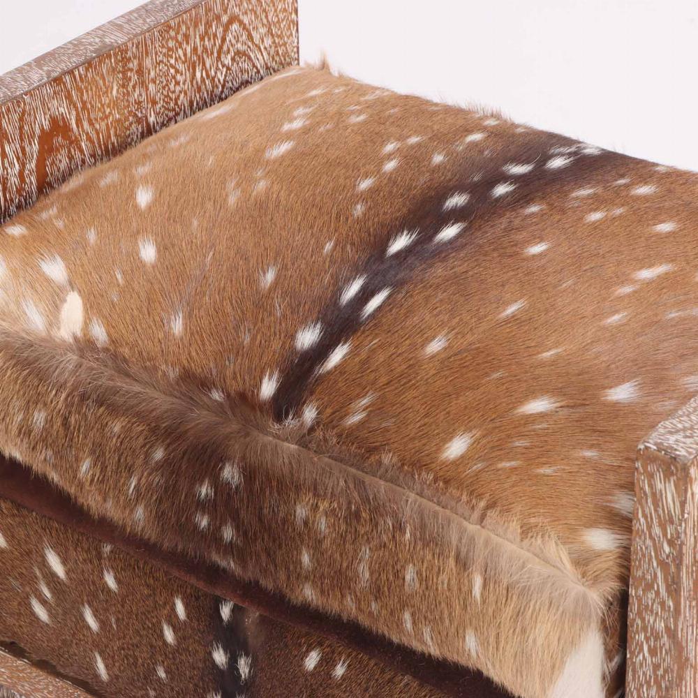 Argentine Cerused Oak Bench with Deer Hide Upholstery, in the manner of Jean-Michel Frank.