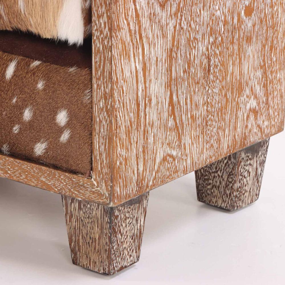 Cerused Oak Bench with Deer Hide Upholstery, in the manner of Jean-Michel Frank. In Good Condition In Philadelphia, PA