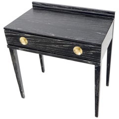 Cerused Oak Black and White Small One Drawer Console Writing Table Desk