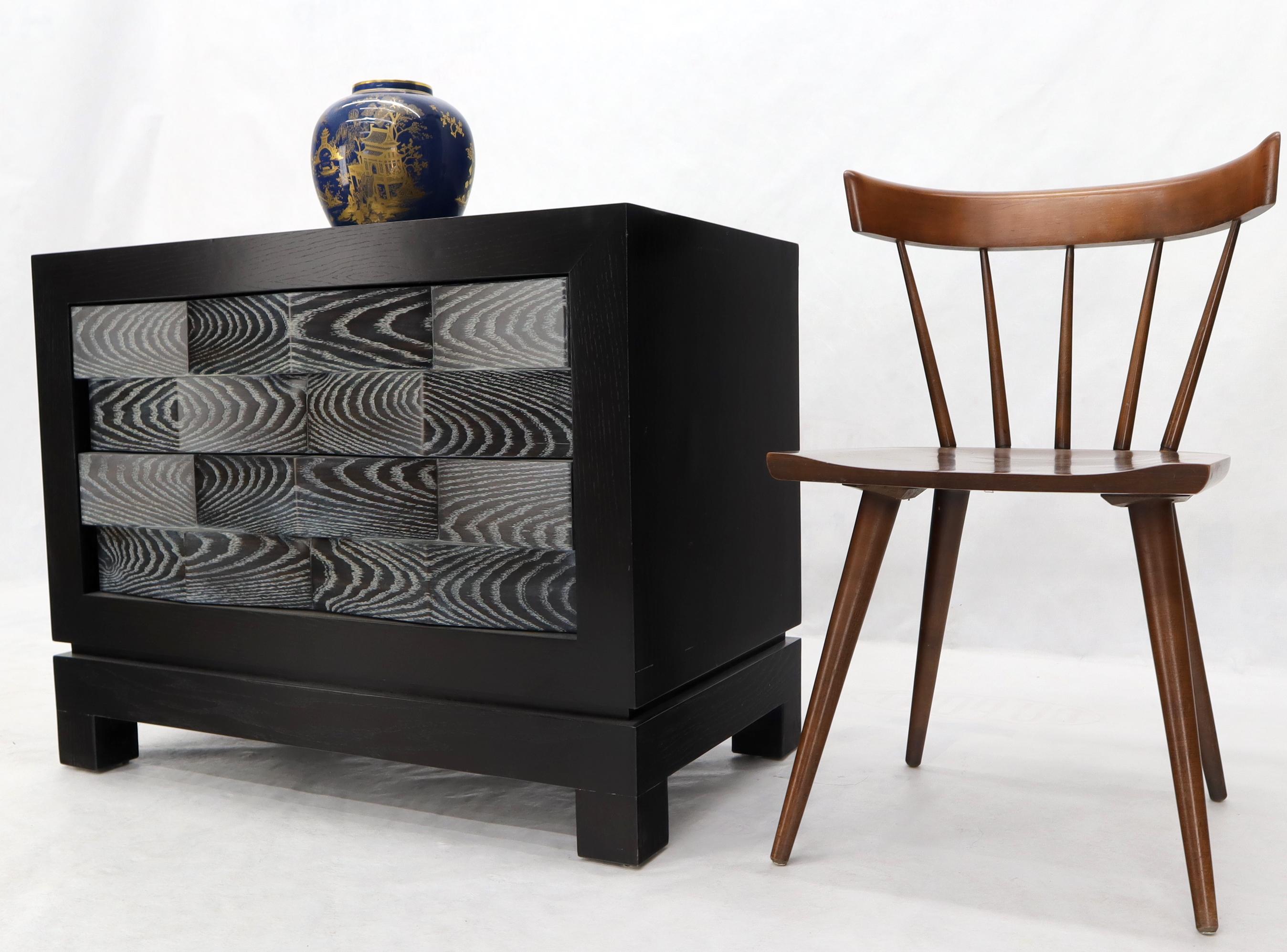 Vintage Mid-Century Modern black lacquer cerused drawers bachelor chest dresser credenza.
