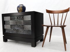 Cerused Oak Black Lacquer Bracket Feet Two-Drawer Bachelor Chest