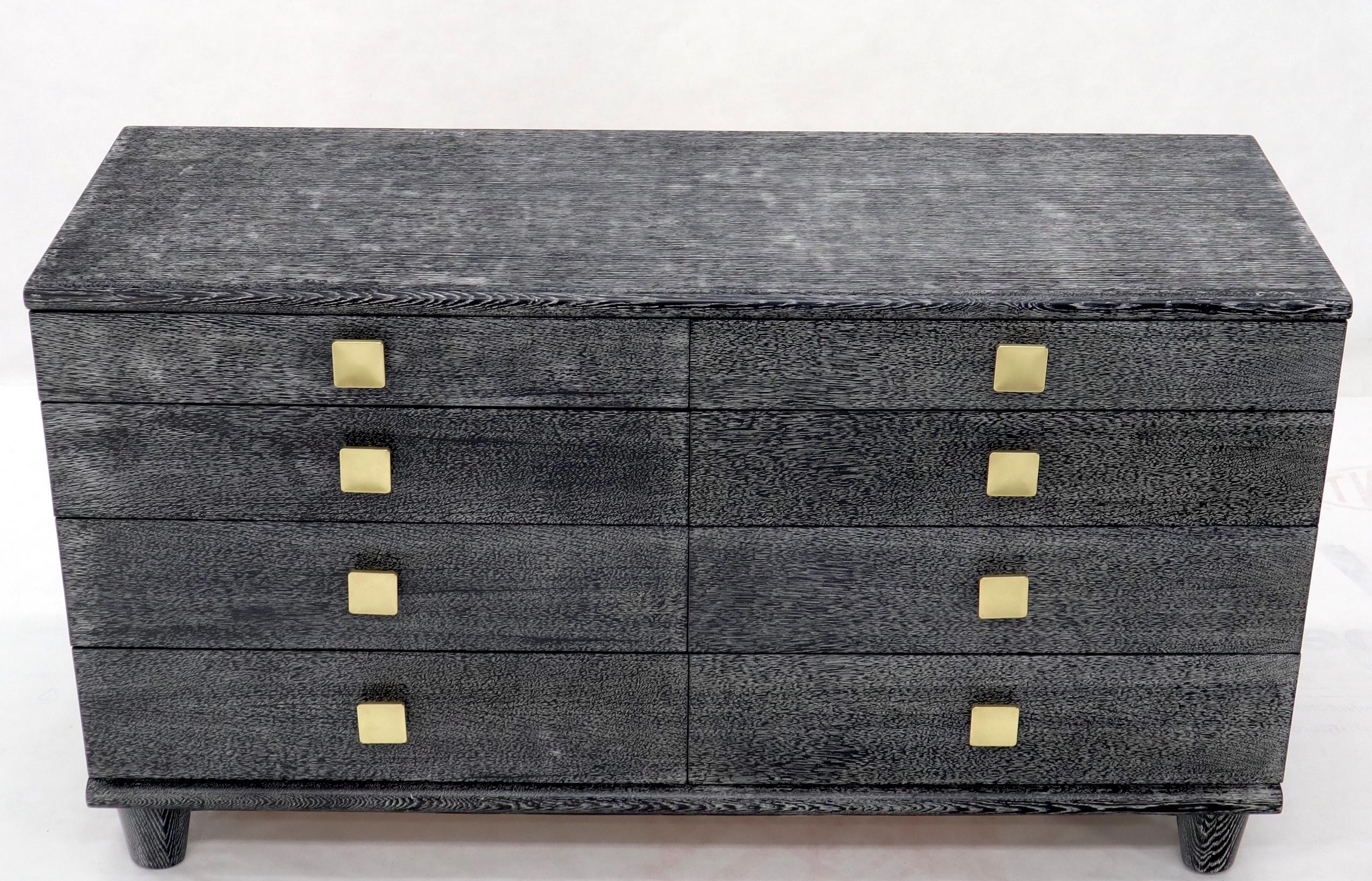 Cerused Oak Black and White Eight Drawers Dresser with Brass Pulls For Sale 2