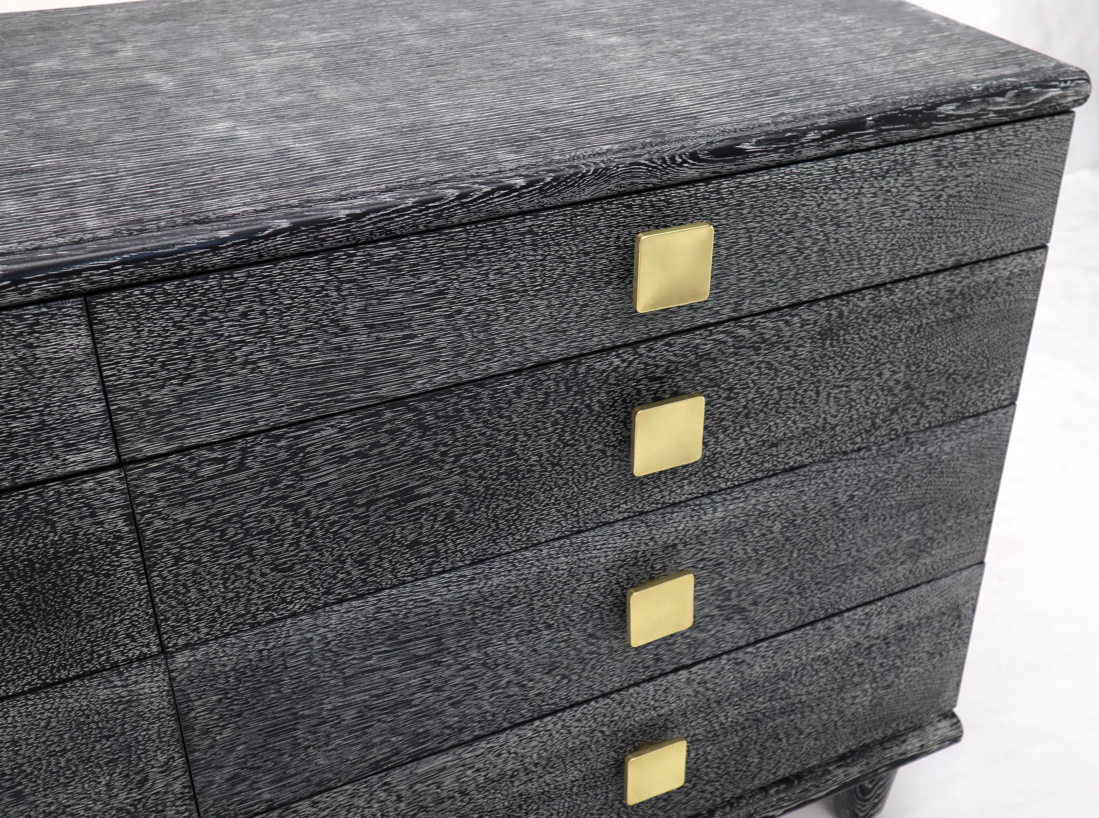 20th Century Cerused Oak Black and White Eight Drawers Dresser with Brass Pulls For Sale