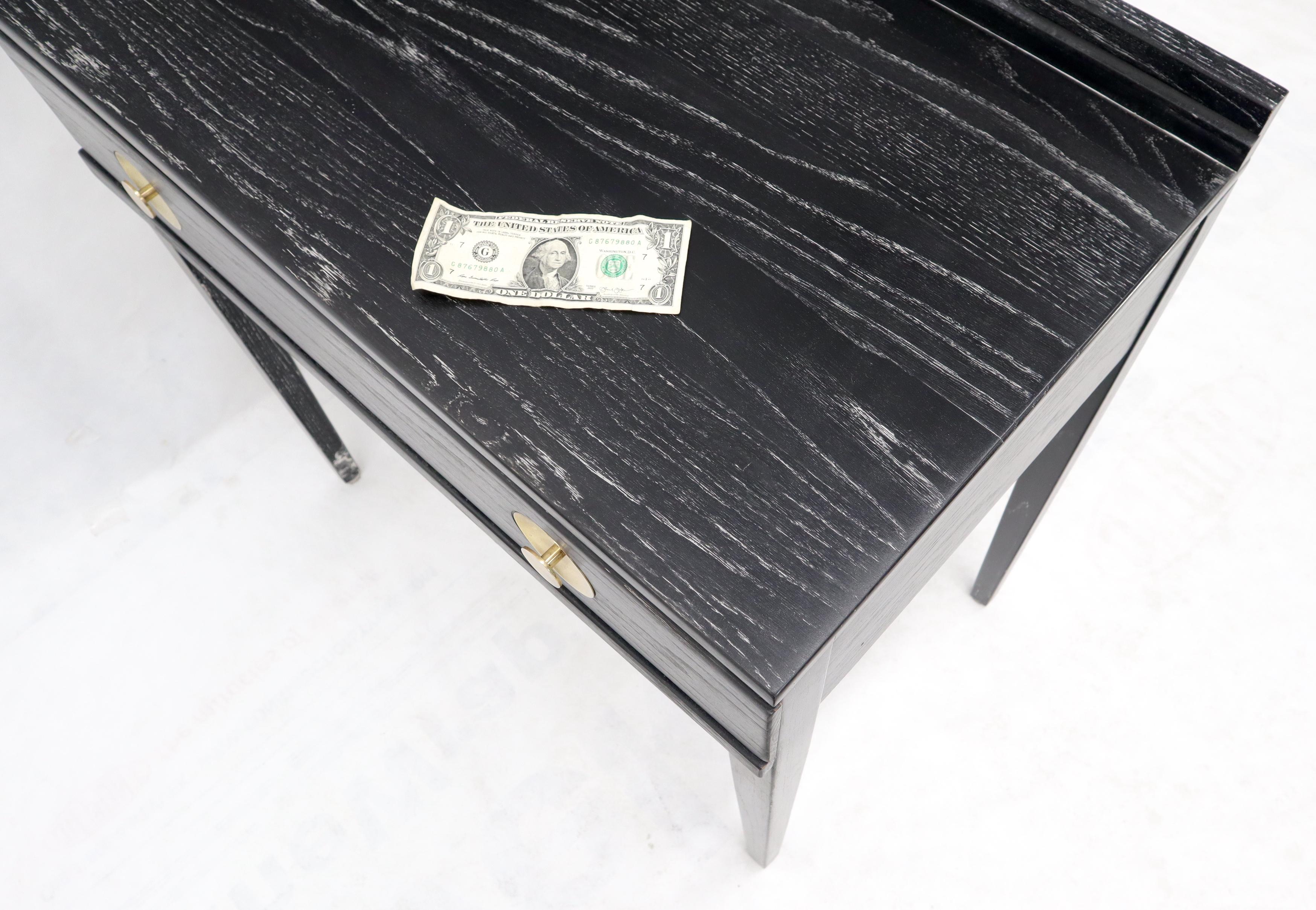 20th Century Cerused Oak Black and White Small One Drawer Console Writing Table Desk For Sale