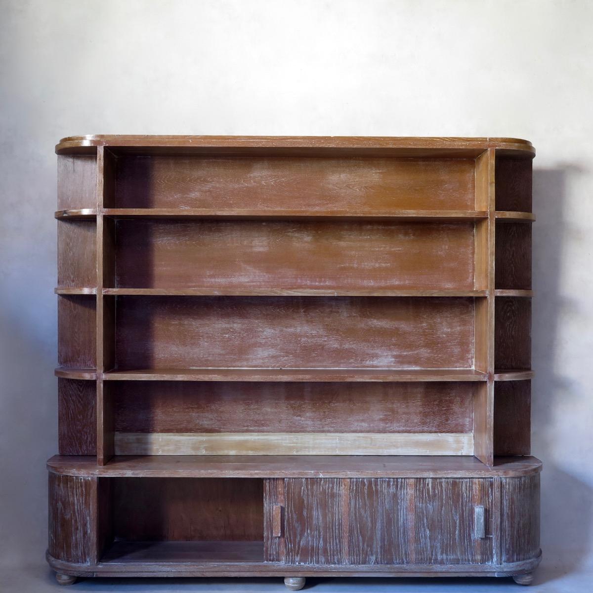20th Century Cerused Oak Bookcase, France, circa 1950s For Sale